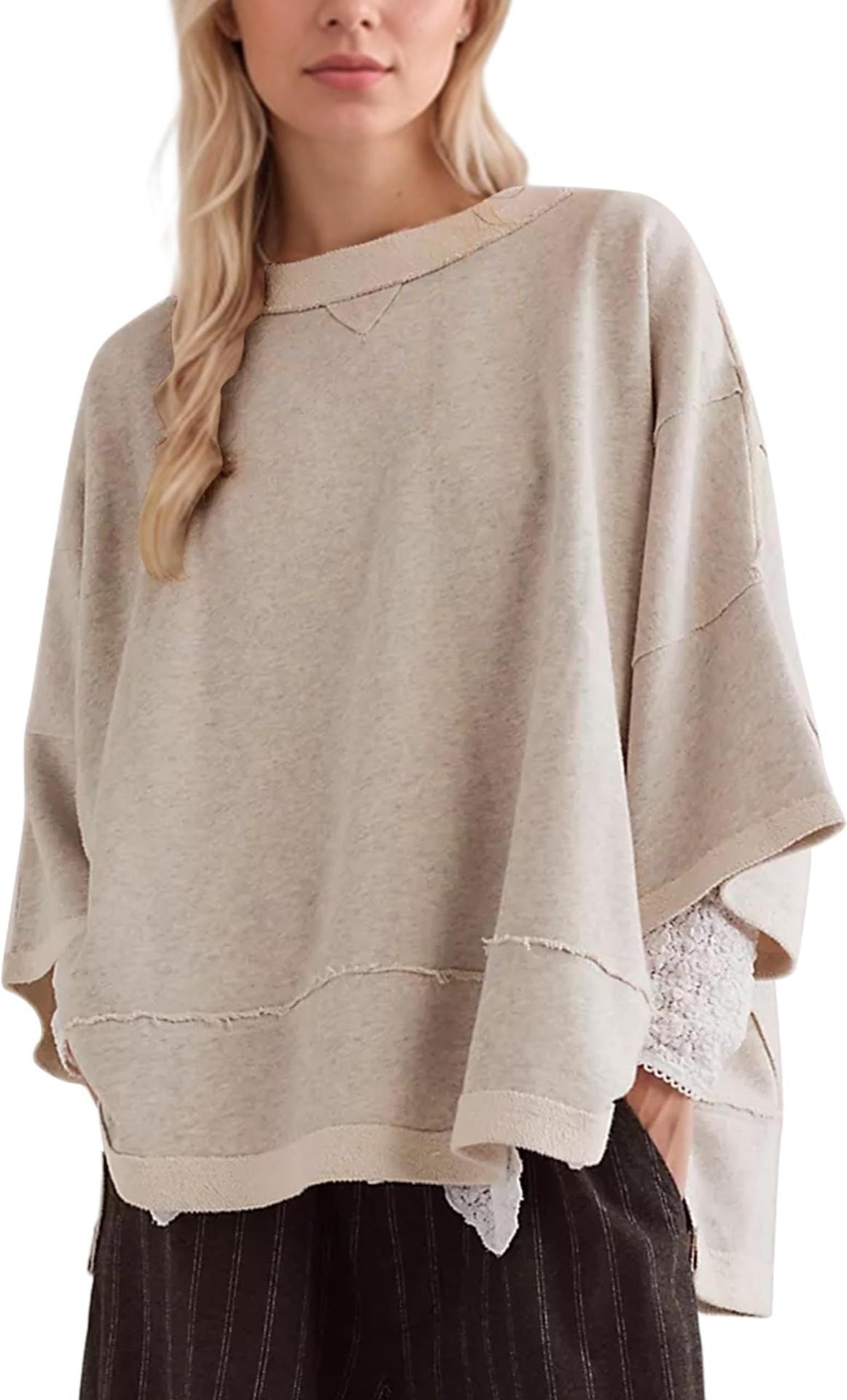 Damen oversized Sweatshirt mit fließendem Schnitt Amawinc