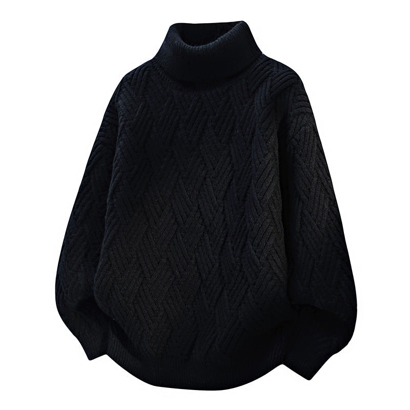 Damen Oversized Rollkragenpullover mit strukturiertem Zopfmuster Amawinc