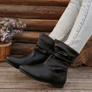Damen modische Stiefeletten mit elegantem Rüschendesign und weichem Obermaterial Amawinc