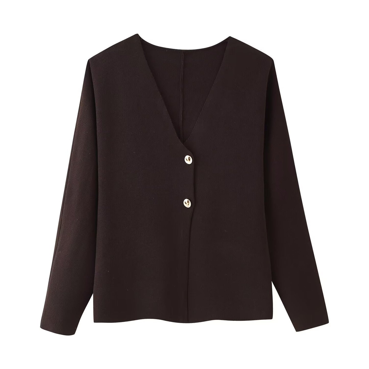 Damen V-Ausschnitt Strickjacke mit dekorativen Knöpfen Amawinc
