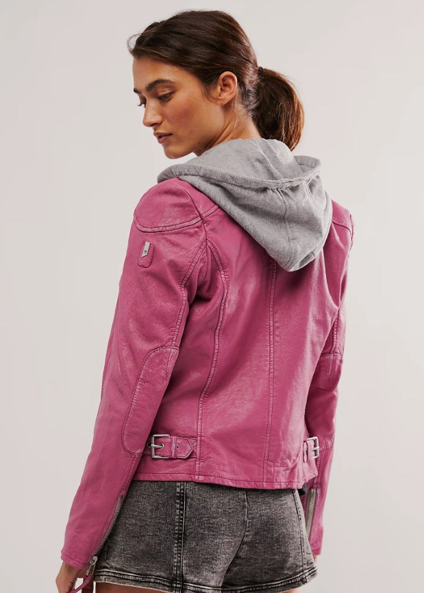 Damen stylische jacke mit abnehmbarer Kapuze Amawinc