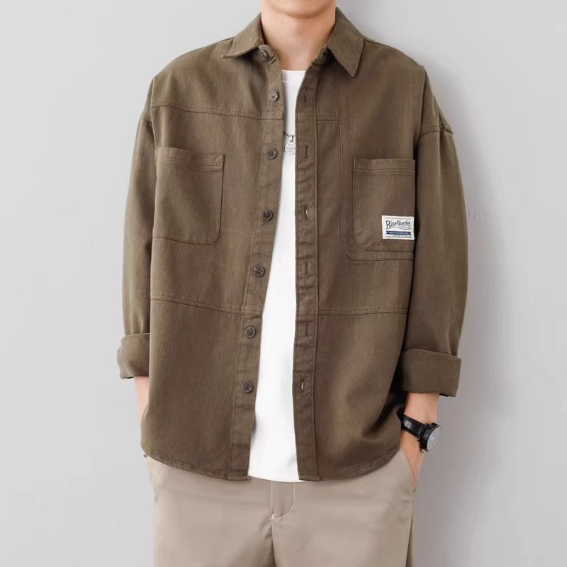 Surchemise Pour Homme En Coton Overshirt À Coupe Décontractée Avec Boutons Et Poches Poitrine Frontales