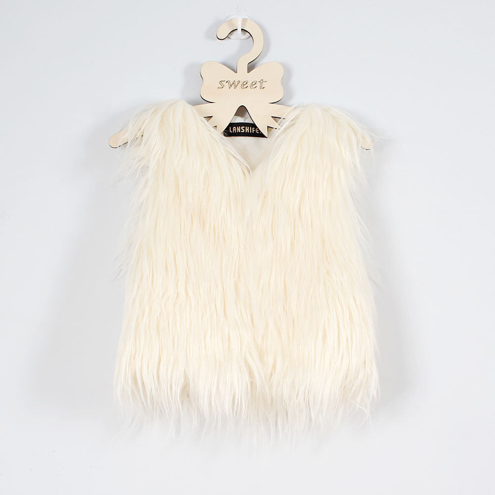 Damen Flauschige Kunstfell-Weste mit hohem Kragen Amawinc