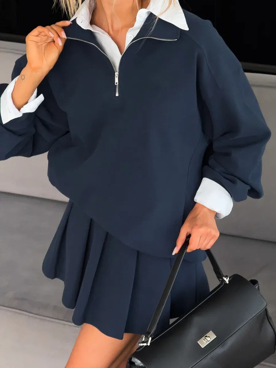 Damen sportlicher Pullover mit Kordelzug und Reißverschluss Amawinc