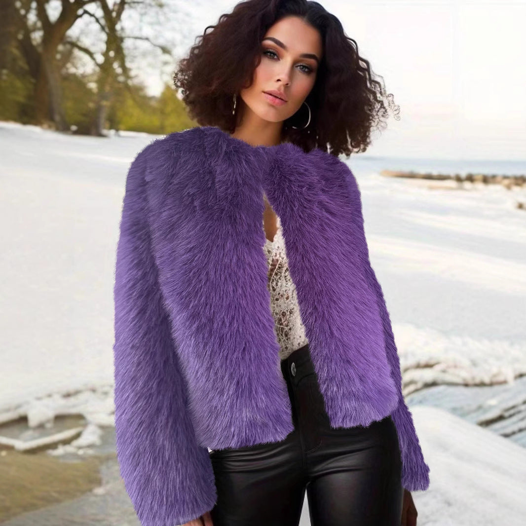 Damen flauschige Shortjacke Amawinc