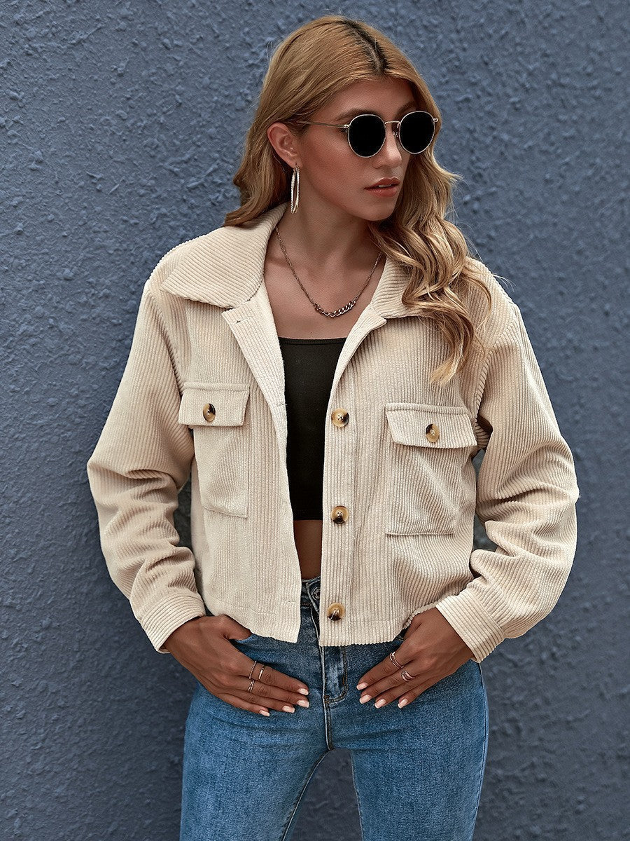 Damen Cordjacke mit praktischen Taschen Amawinc