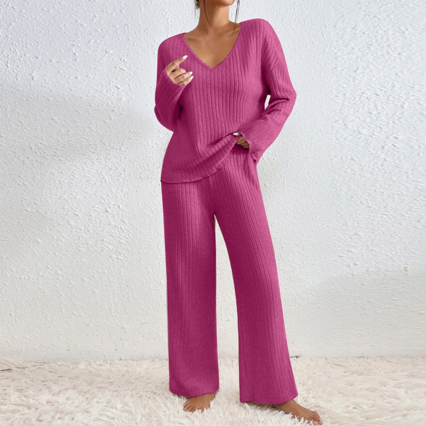 Damen Lässiges Strick-Loungewear-Set Amawinc