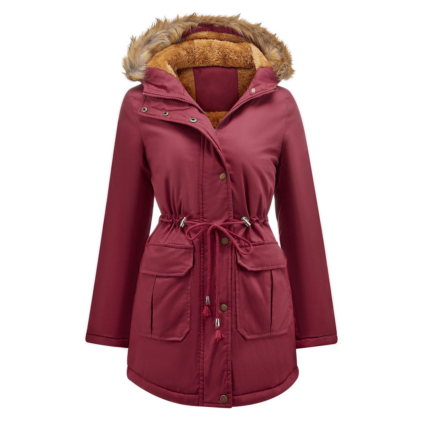 Damen warme Outdoor-Parka mit abnehmbarer Kapuze und luxuriösem Kunstfell Amawinc