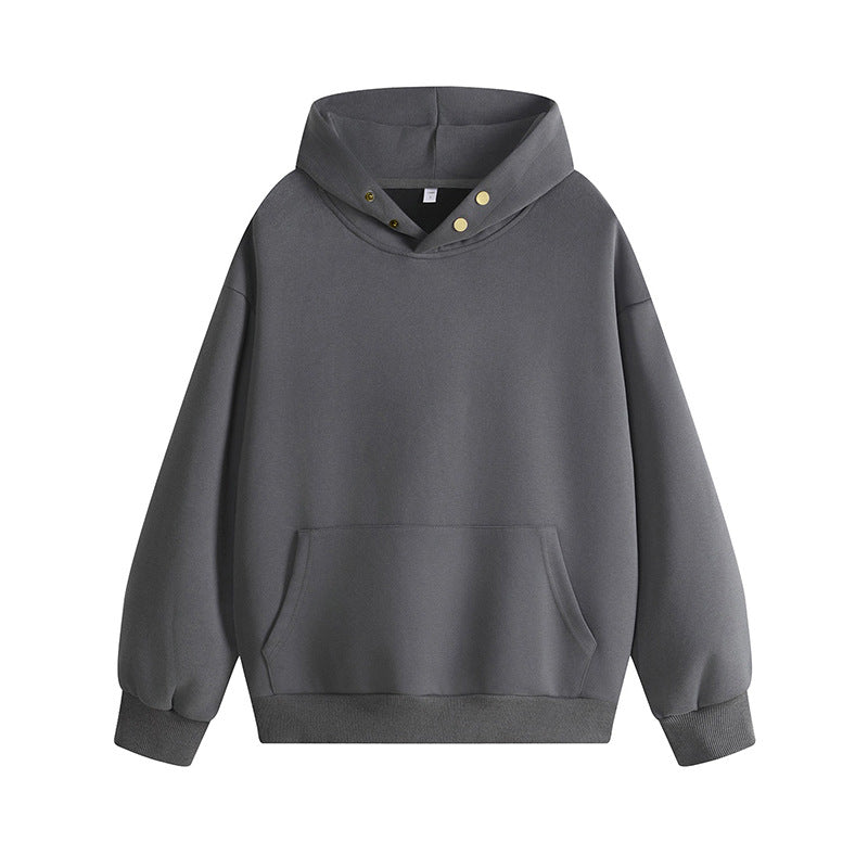 Damen Kapuzenpullover mit innovativem Schnitt und praktischen Druckknöpfen Amawinc