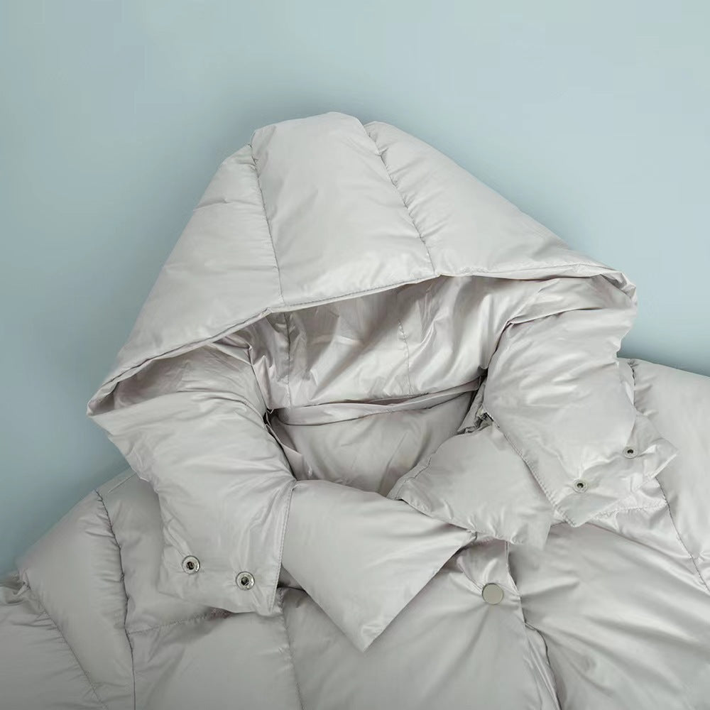 Damen oversized Daunenjacke mit hohem Kragen und voluminösen Ärmeln Amawinc