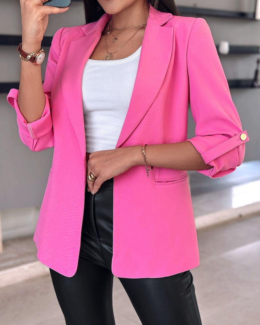 Damen Eleganter und moderner Blazer mit aufrollbaren Ärmeln Amawinc