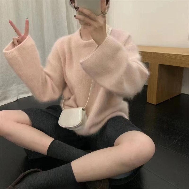 Damen Pullover mit weichem, flauschigem Material Amawinc