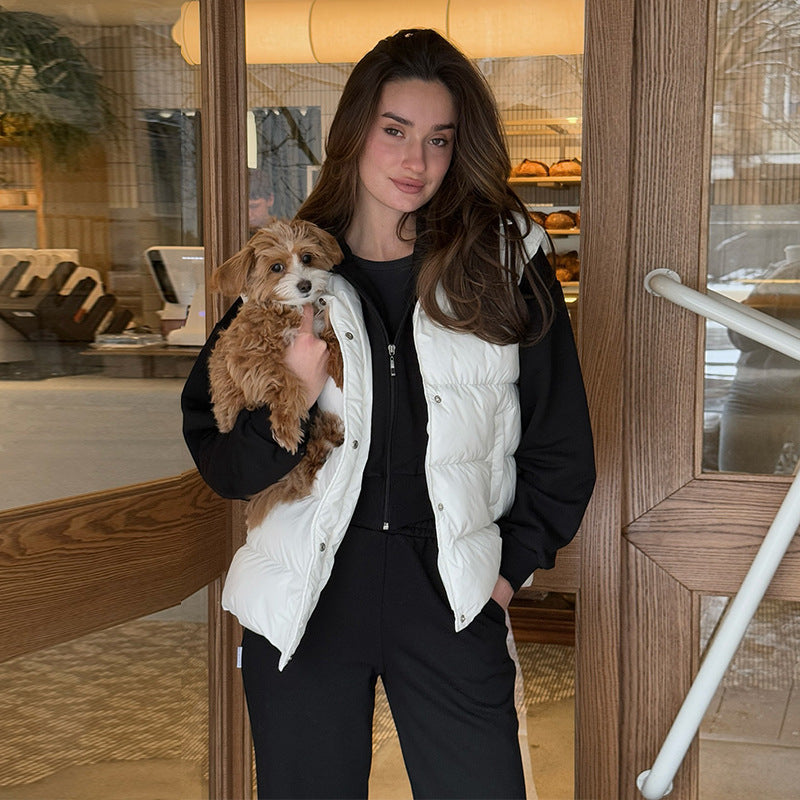 Damen gesteppte Weste mit gebürstetem Flanell-Hemd Amawinc