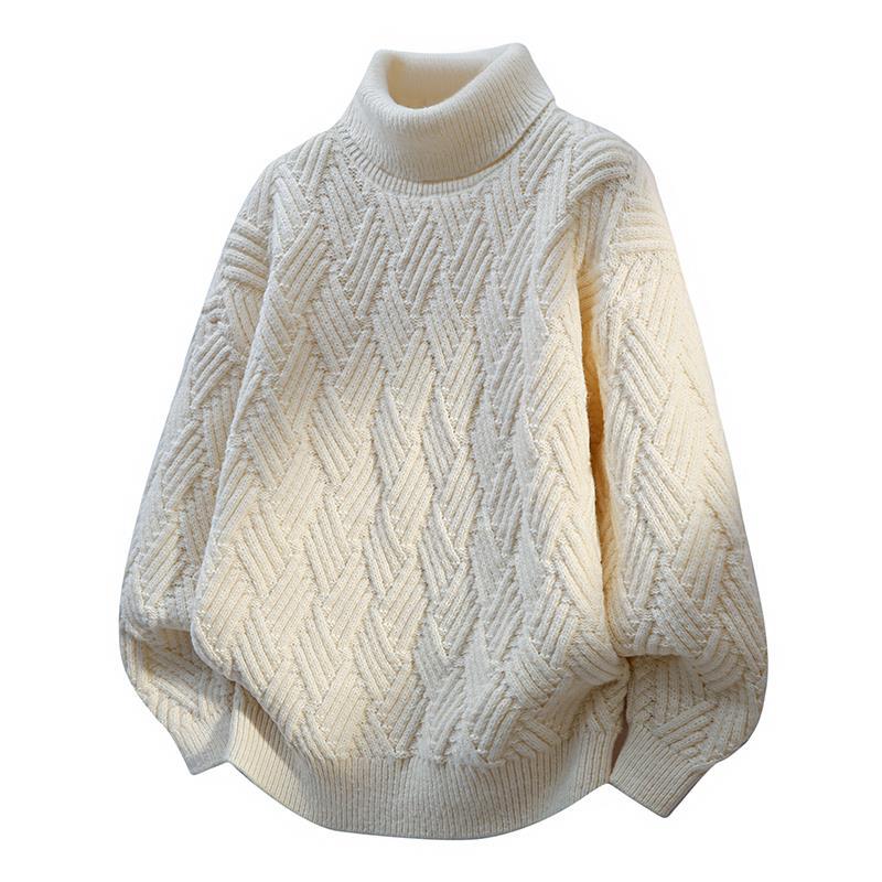 Damen Oversized Rollkragenpullover mit strukturiertem Zopfmuster Amawinc