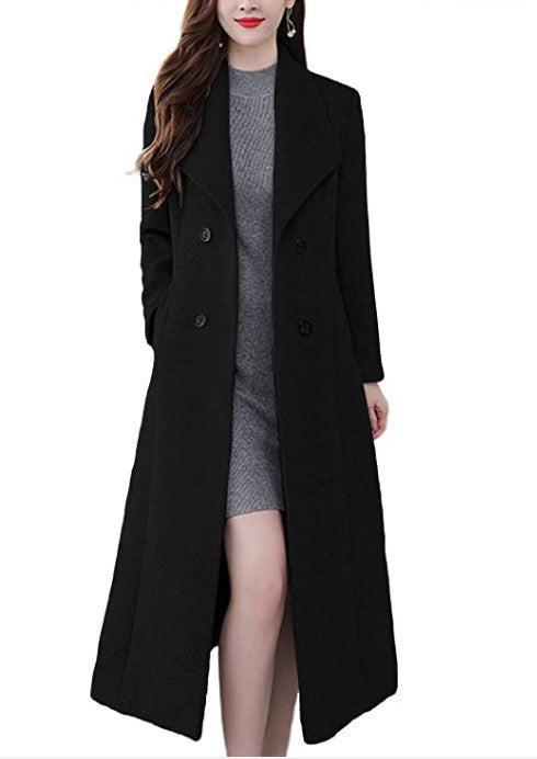 Damen Lange Wollmantel Amawinc