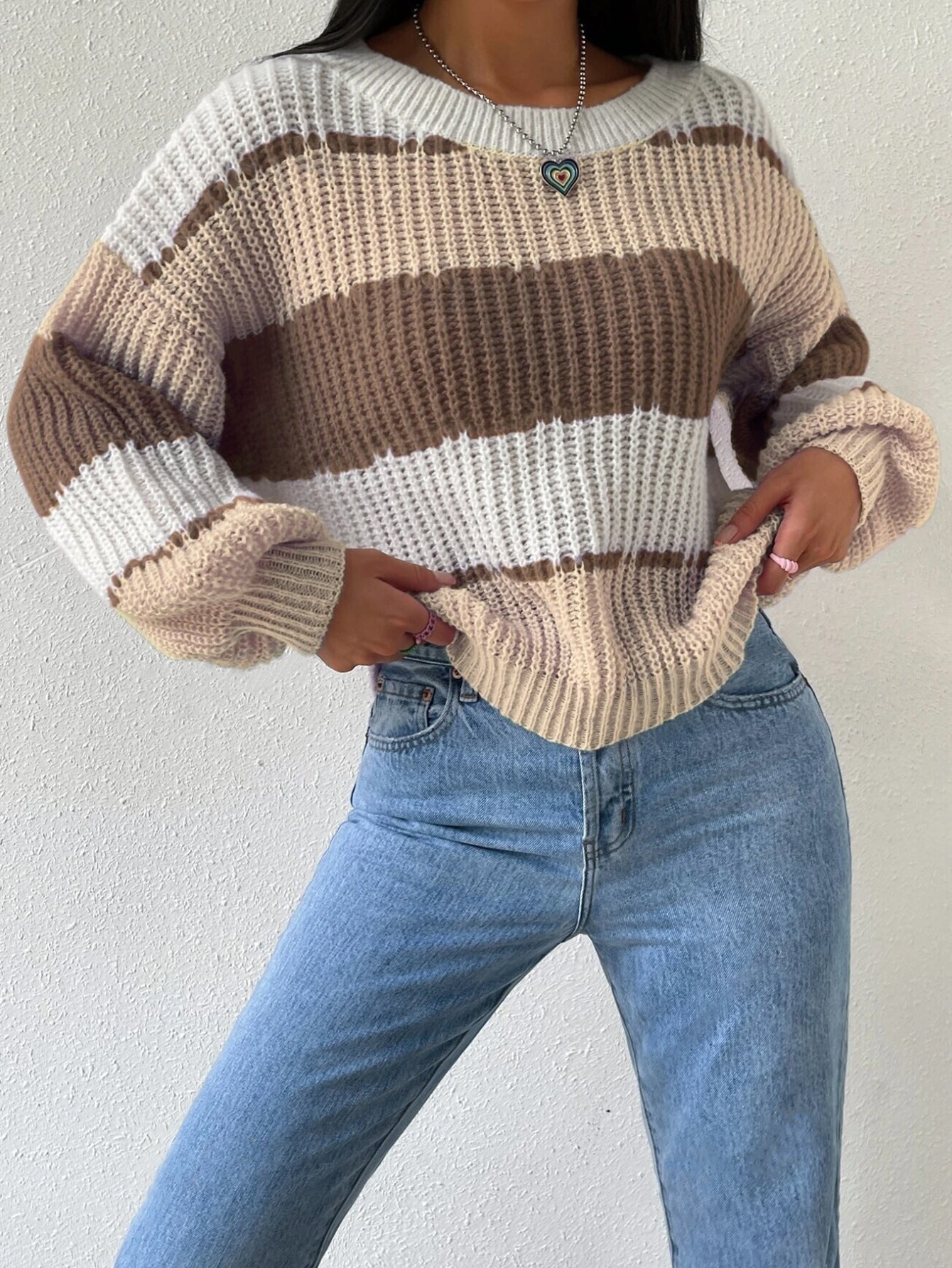 Pull Femme Rayé En Maille Douce Taylor Pullover Polyvalent Pour Décontracté Quotidien Et Superposition