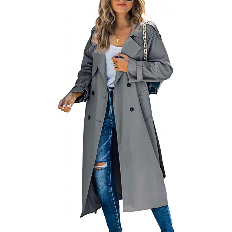 Damen modischer Trenchcoat mit übergroßem Schnitt und eleganten Details Amawinc