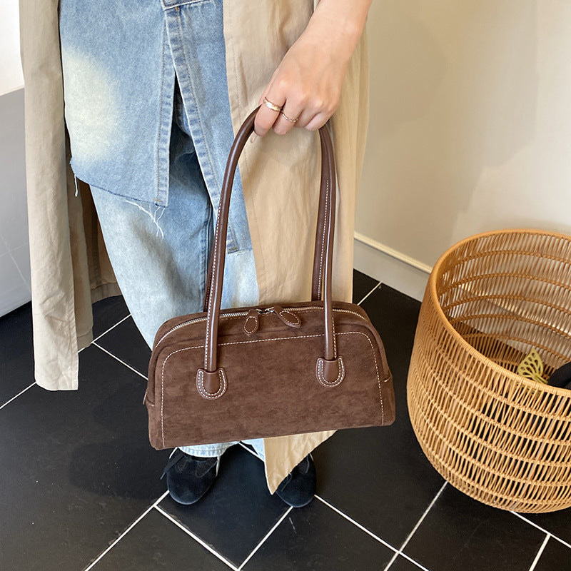 Sac Denise Mini Top-Handle Amawinc Petit Sac À Main Compact Pour Toutes Saisons En Faux Suède Avec Cuir PU