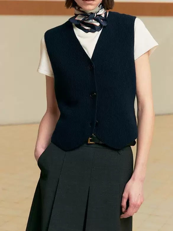 Damen Strickweste mit feiner Rippenstruktur und nachhaltiger Baumwolle Amawinc