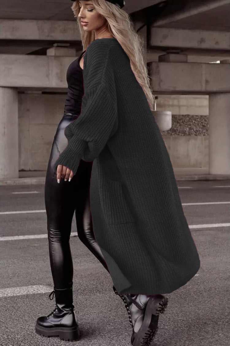 Damen Grobstrickmantel im lässigen Oversized-Stil mit tiefen Taschen Amawinc