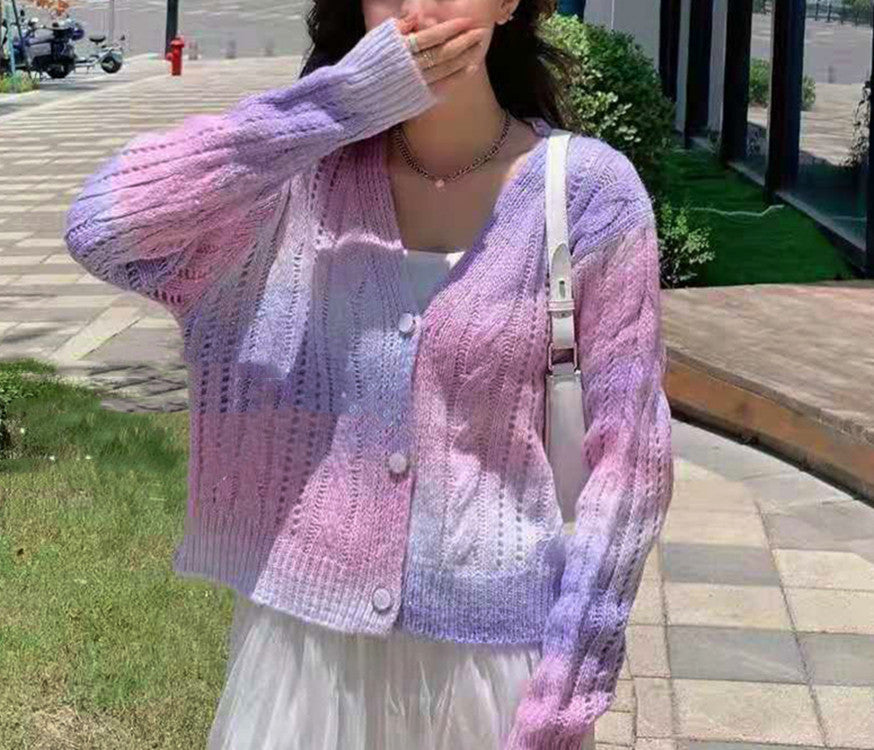 Cardigan en Maille pour Femme Décontracté Boutonné avec Tricot Torsadé Manches Volumineuses