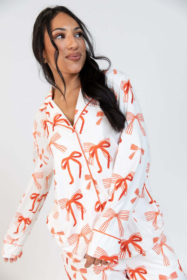 Damen Schlafanzug-Set mit hübschem Schleifenmuster Amawinc