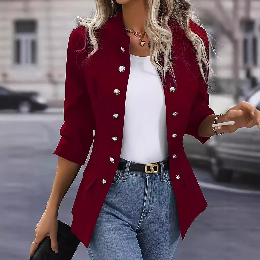 Damen Blazer mit stylishen Druckknöpfen und eleganter Passform Amawinc