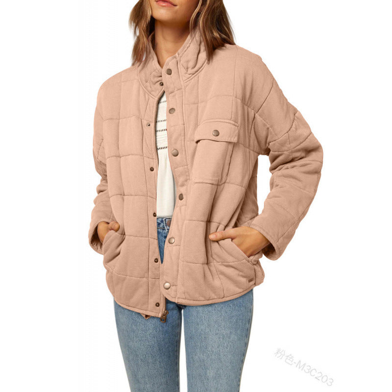 Damen Steppjacke mit dekorativem Knopf Amawinc