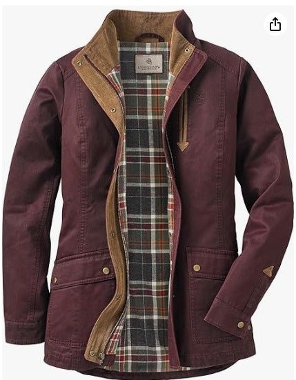 Damen lässige Utility-Jacke mit Karo-Innenfutter Amawinc