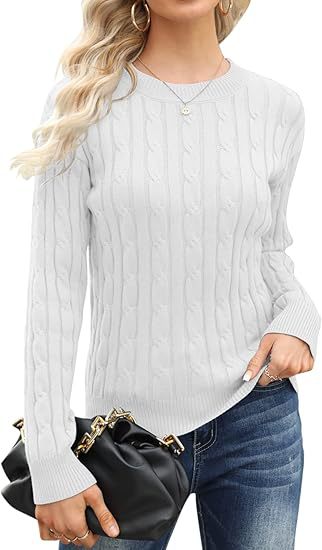 Damen klassischer Strickpullover mit Zopfdesign Amawinc