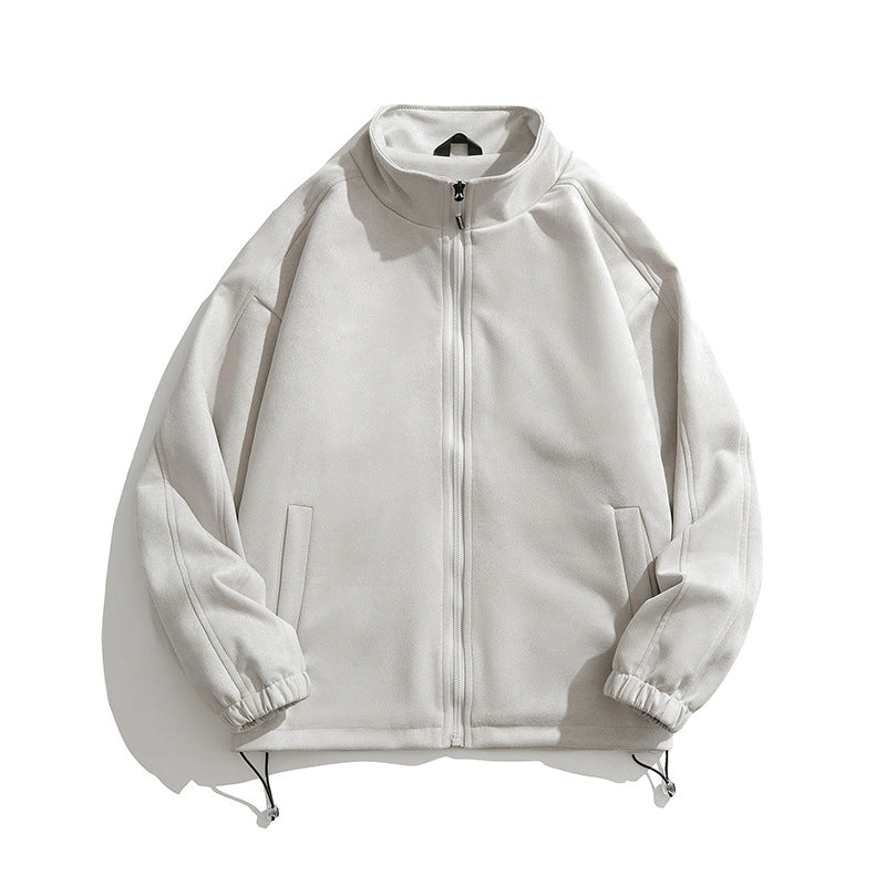 Damen sportliche Fleece-Jacke mit hohem Kragen und seitlichen Reißverschlusstaschen Amawinc