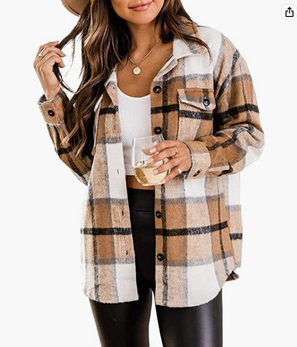 Damen Kariertes Flanellhemd Amawinc