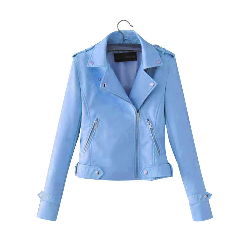 Damen stylische Kunstleder-Bikerjacke mit modischem Schnitt Amawinc