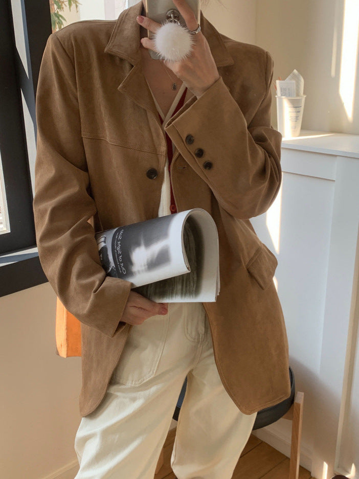 Damen Elegante und bequeme Wildlederjacke Amawinc