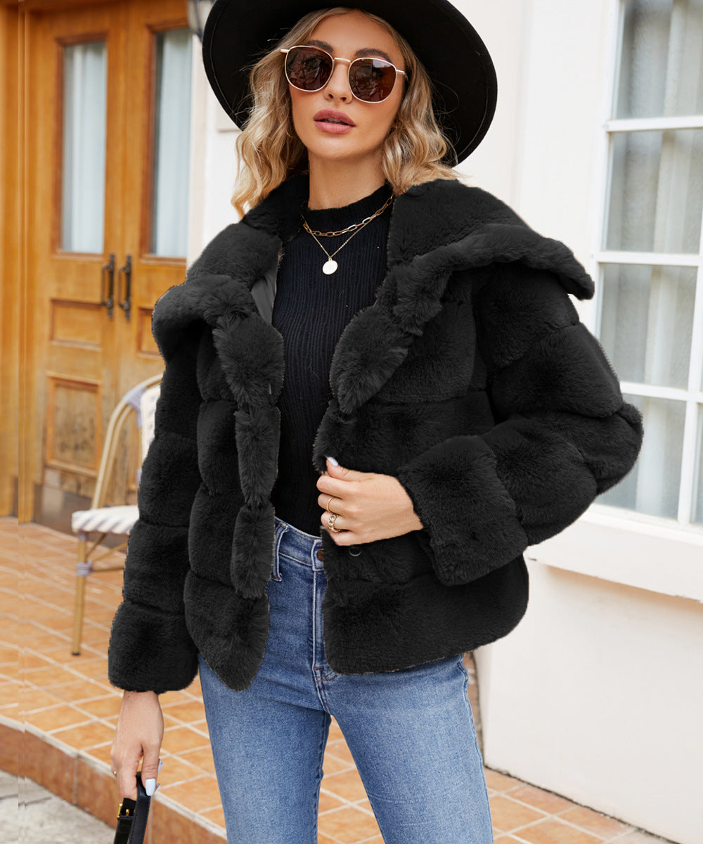 Damen Fleece-Puffjacke mit Kapuze Amawinc