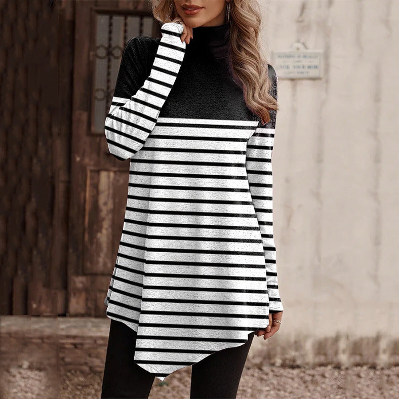 Damen Tunika mit floralem Design und hohem Kragen Amawinc