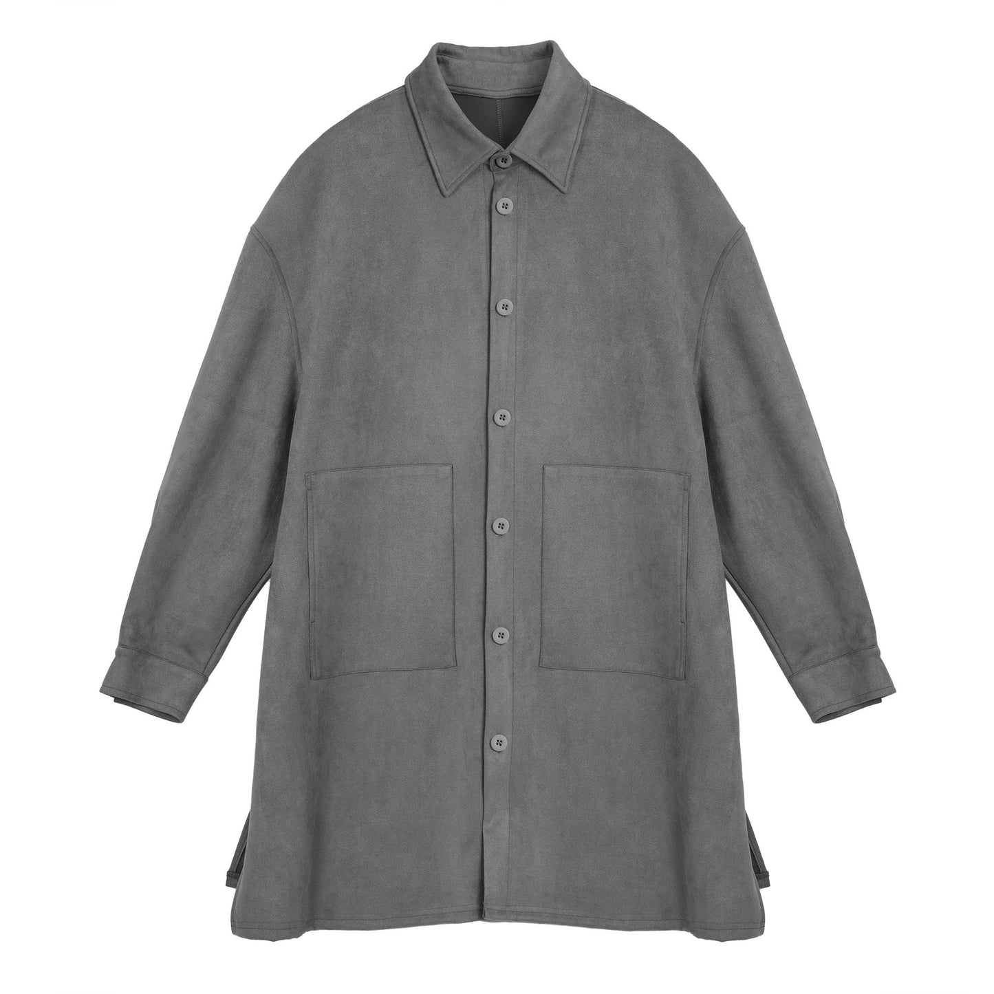 Damen Oversize Hemdenjacke aus weichem Suede mit großen Taschen Amawinc