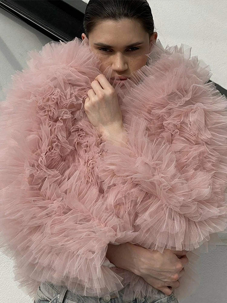 Damen Voluminöse Tülljacke Amawinc