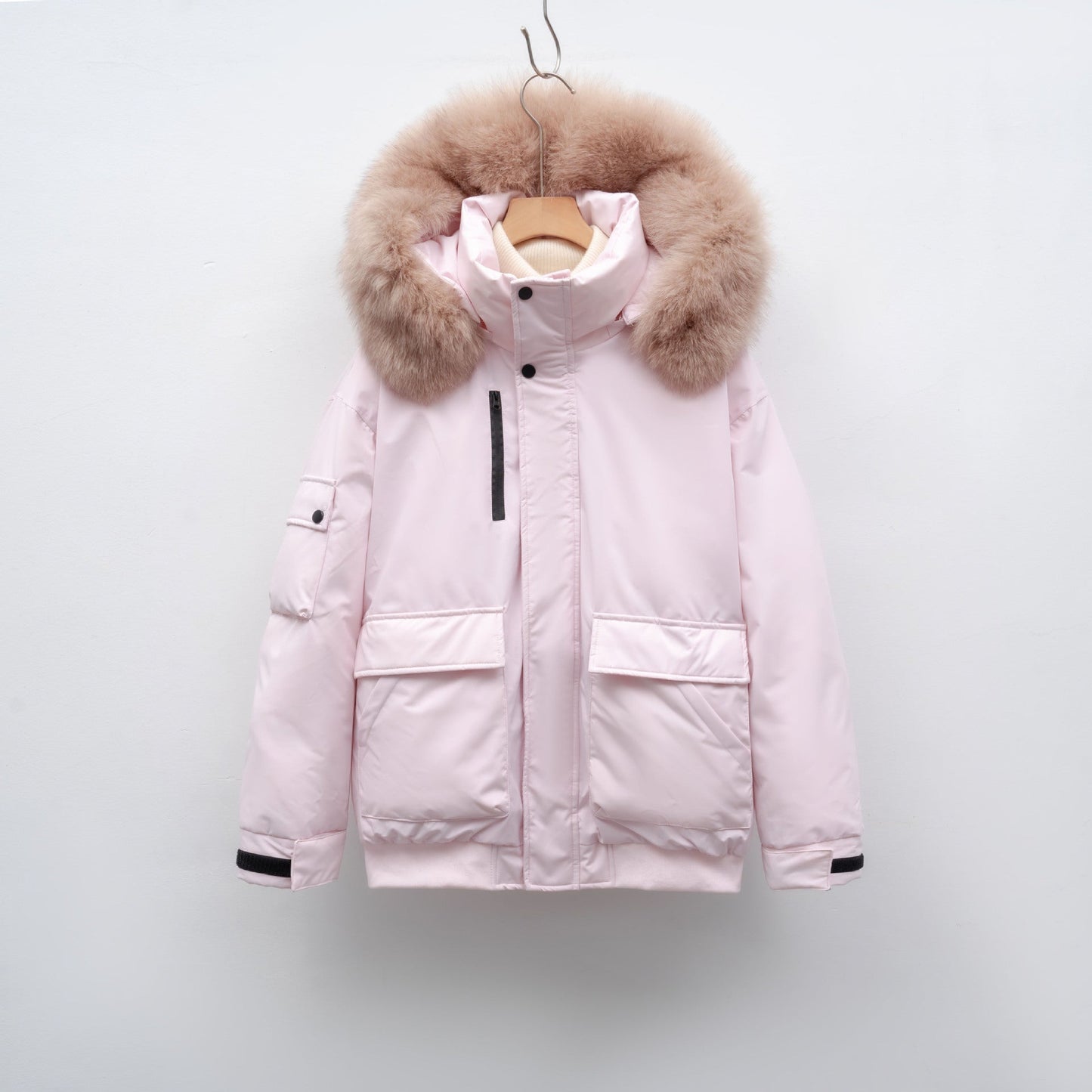 Damen Winterjacke mit großem Kunstfellkragen und funktionalen Taschen Amawinc