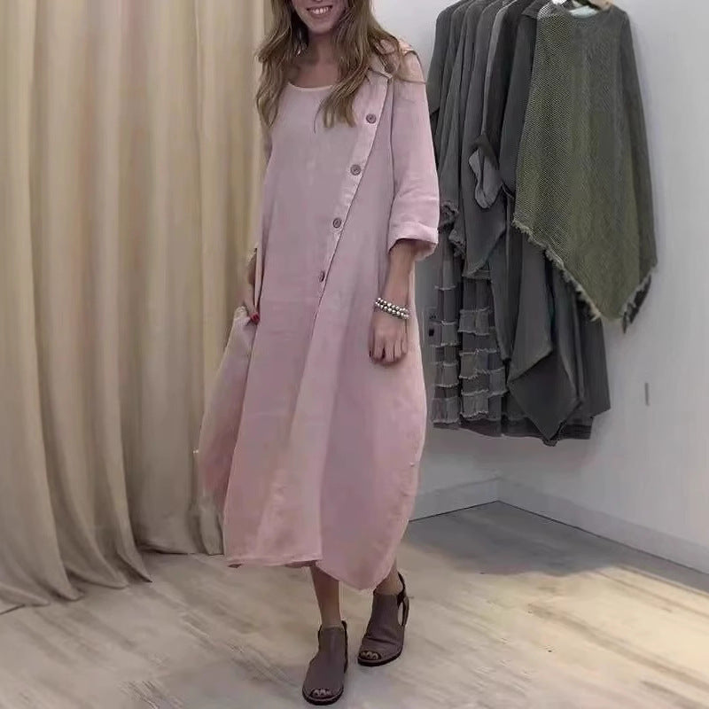 Fudus lässiges Rundhals-Langarmkleid