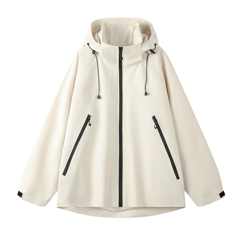 Damen technische Outdoor-Jacke mit verstellbarer Kapuze und funktionalen Reißverschlusstaschen Amawinc