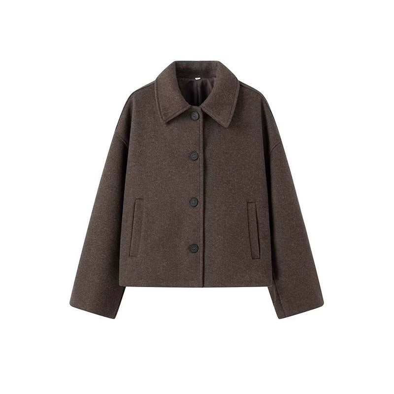 Damen lässige und stylische Wolldeckjacke Amawinc