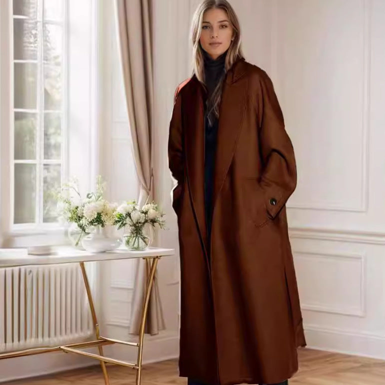Damen eleganter Duster-Mantel mit geräumigen Taschen und modernem Schnitt Amawinc