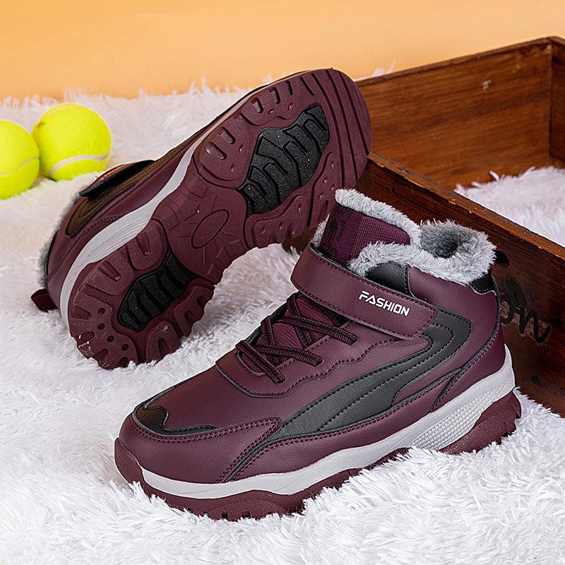 Damen Warm gefütterte Winterstiefel mit rutschfester Sohle und verstellbarem Klettverschluss Amawinc