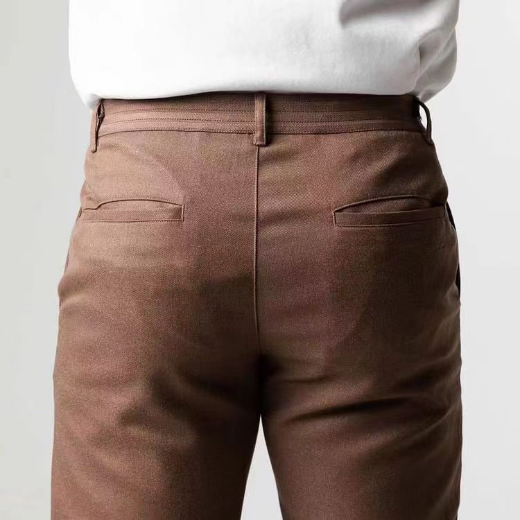 Amawinc Pantalon Homme Slim Fit Tapered Jambe Respirant Mélange Coton Longueur Intégrale Confort Quotidien