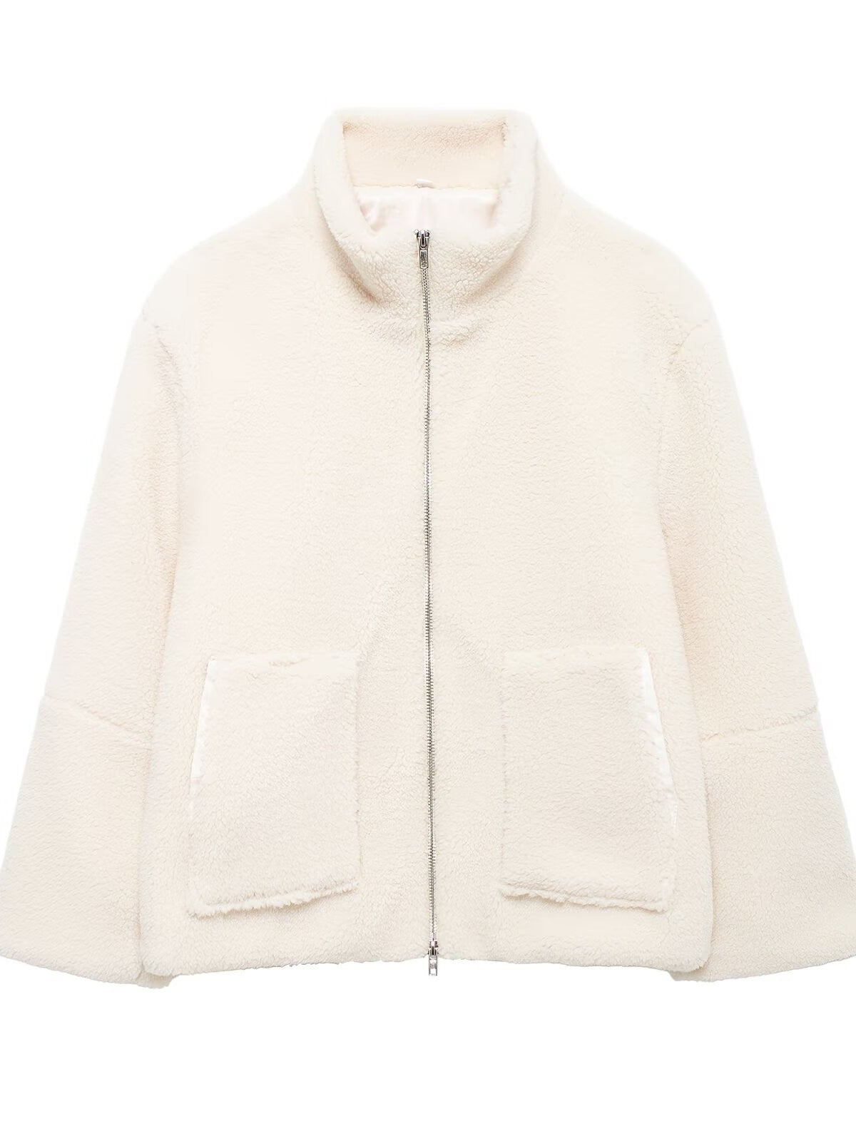 Damen kuschelige Fleecejacke mit hohen Kragen und großen Taschen Amawinc