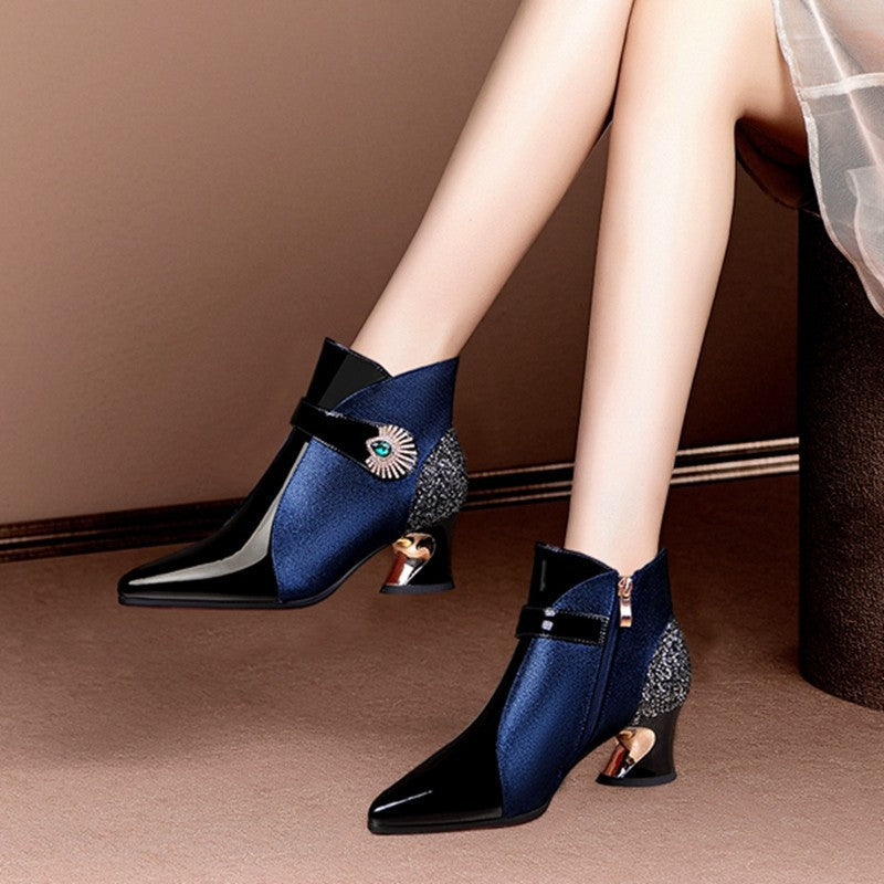 Damen modische Stiefeletten mit funkelndem Akzent Amawinc