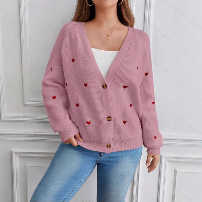 Damen Strickjacke im verspielten Herzdesign Amawinc