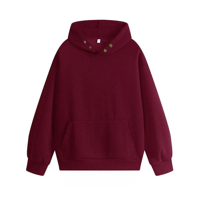 Damen Kapuzenpullover mit innovativem Schnitt und praktischen Druckknöpfen Amawinc