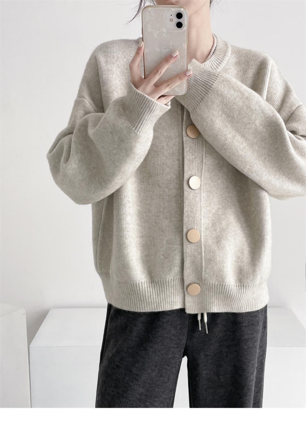 Damen Oversized Strickjacke mit großen Holzknöpfen und weitem Schnitt Amawinc